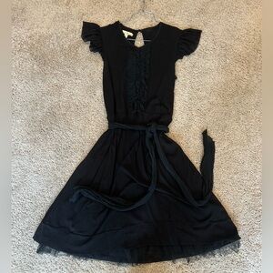 Weston Wear Black Ruffle Detail Dress with Belt Tie